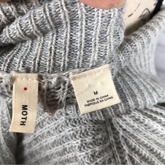 Anthropologie Moth oatmeal‎ long sleeve knit size medium tie knot front sweater - Picture 4 of 8